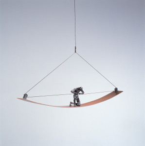 David Robinson. For the Moment, 1997. Edition of 12. Bronze, steel, cable. 5 x 32 x 4 inches. Photo: Ken Mayer.