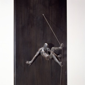 David Robinson. To the Wall, 1998. Edition of 6. Bronze, steel, string. 80 x 17 x 8 inches. Photo: Ken Mayer.