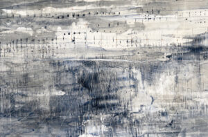 Abstract painting in blues and greys